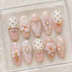Blush Lace Blossom & Bow 3D Press On Nails — image 2
