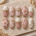 Blush Lace Garden Bow 3D Press On Nails — image 2