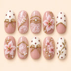 Blush Lace Garden Bow 3D Press On Nails — image 1