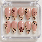 Blush Leopard Bow French Tip Press On Nails — image 2