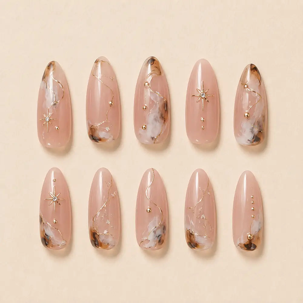 Blush Marble Celestial Star Press On Nails — image 2