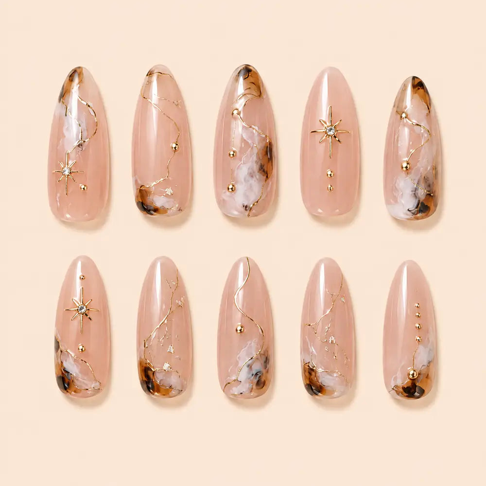 Blush Marble Celestial Star Press On Nails — image 1