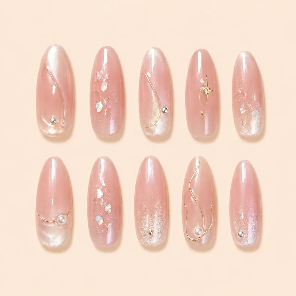 Blush Pearl Orbit Press On Nails — image 1