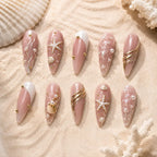 Blush Pink Starfish & Seashell 3D Press On Nails — image 2