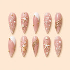 Blush Pink Starfish & Seashell 3D Press On Nails — image 1