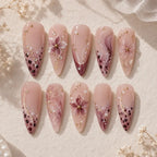 Blush Plum 3D Floral Vine Press On Nails — image 2