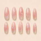 Blush Star Glitter Rhinestone Press On Nails — image 2