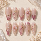 Blushing Botanical 3D Floral Rhinestone Press On Nails — image 2