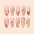 Blushing Botanical 3D Floral Rhinestone Press On Nails — image 1
