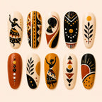 Boho Festival Tribal Silhouette Press On Nails