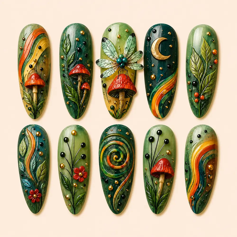 Forest Fairy Mushroom 3D Press On Nails