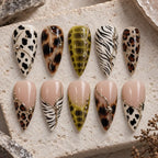 Boho Mixed Animal Print 3D Press On Nails — image 2