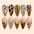 Boho Mixed Animal Print 3D Press On Nails — image 1
