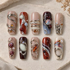 Boho Sculpted Orb Gem Coffin Press On Nails — image 2