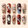 Boho Sculpted Orb Gem Coffin Press On Nails — image 1