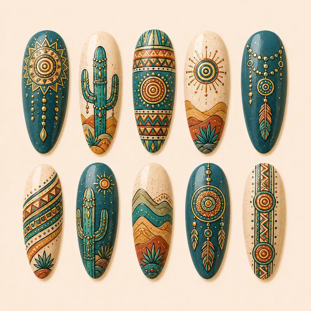Boho Summer Desert Dreamcatcher Press On Nails