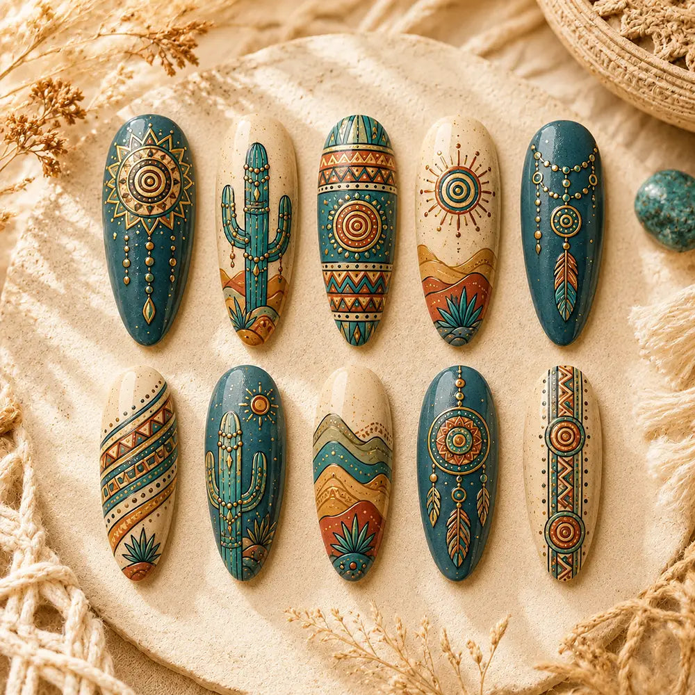 Boho Summer Desert Dreamcatcher Press On Nails