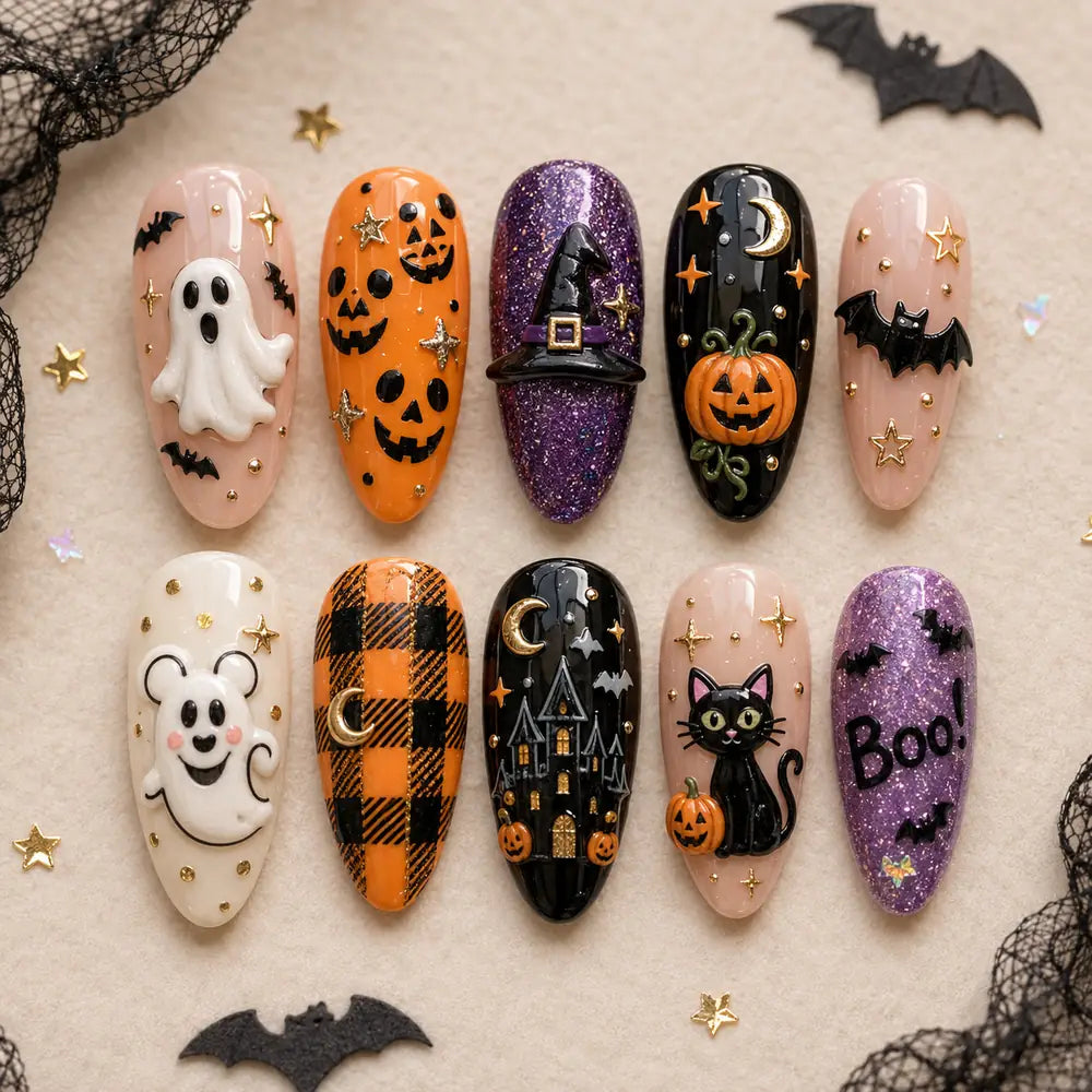 Boo Crew Ghost and Pumpkin Halloween Press On Nails — image 2
