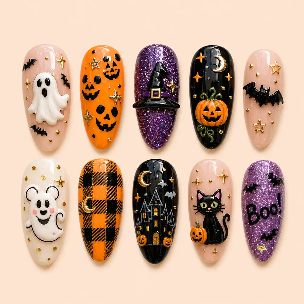 Boo Crew Ghost and Pumpkin Halloween Press On Nails — image 1