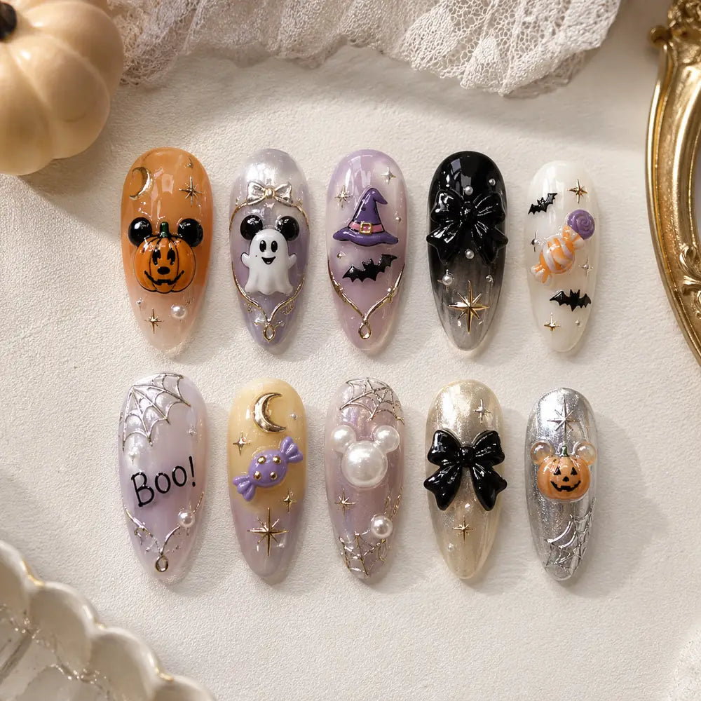 Boo Ghost & Candy Halloween 3D Press On Nails — image 2