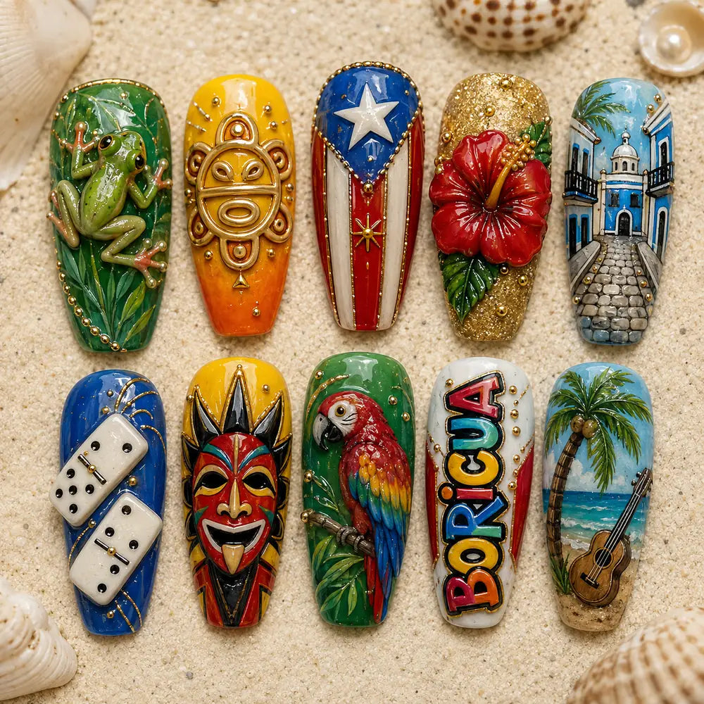 Boricua Island Heritage 3D Press On Nails — image 2