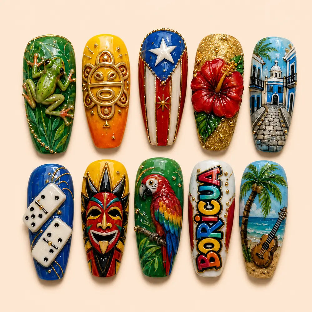 Boricua Island Heritage 3D Press On Nails — image 1