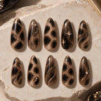 Bronze Cosmic Swirl Glitter Press On Nails — image 2