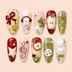 Bunny Melody Apple Charm 3D Press On Nails — image 1