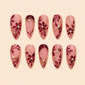 Burgundy Botanical Bow Press On Nails — image 1