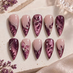 Burgundy Botanical Glitter Press On Nails — image 2