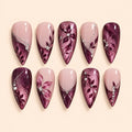 Burgundy Botanical Glitter Press On Nails — image 1