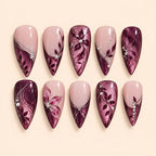 Burgundy Botanical Glitter Press On Nails — image 1