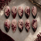 Burgundy Botanical Star 3D French Press On Nails — image 2