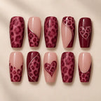 Burgundy Floral Heart Press On Nails — image 2