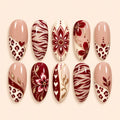 Burgundy Heart and Floral 3D Press On Nails — image 1