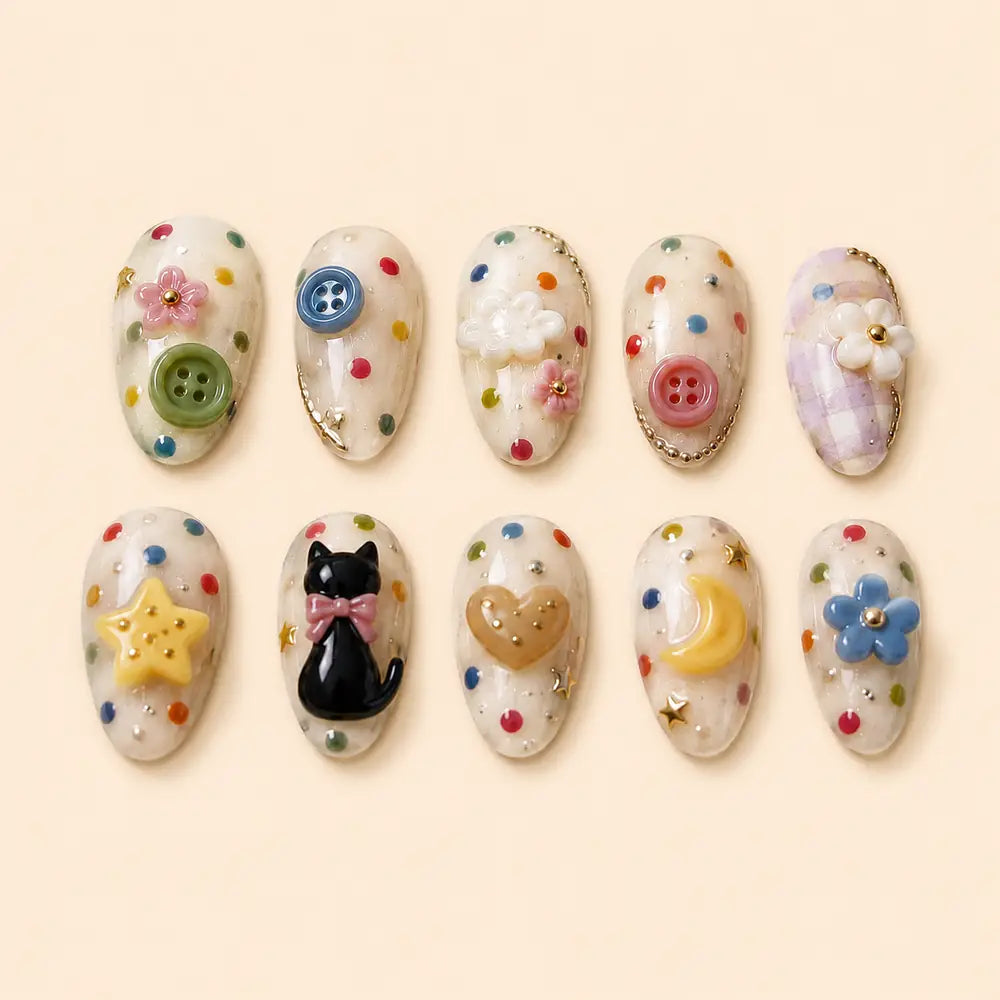 Button Garden Black Cat 3D Press On Nails — image 1