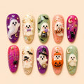 Candy Cauldron Ghost Halloween Press On Nails — image 1