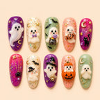 Candy Cauldron Ghost Halloween Press On Nails — image 1