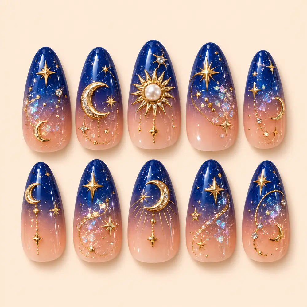Celestial Moon and Sun Ombre Press On Nails — image 1