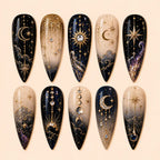 Celestial Moon & Star Crystal Rhinestone Press On Nails