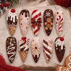 Christmas Candy Dessert 3D Rhinestone Stiletto Press On Nails — image 2