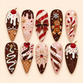Christmas Candy Dessert 3D Rhinestone Stiletto Press On Nails — image 1