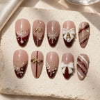 Christmas Gift Bow & Snowflake Press On Nails — image 2