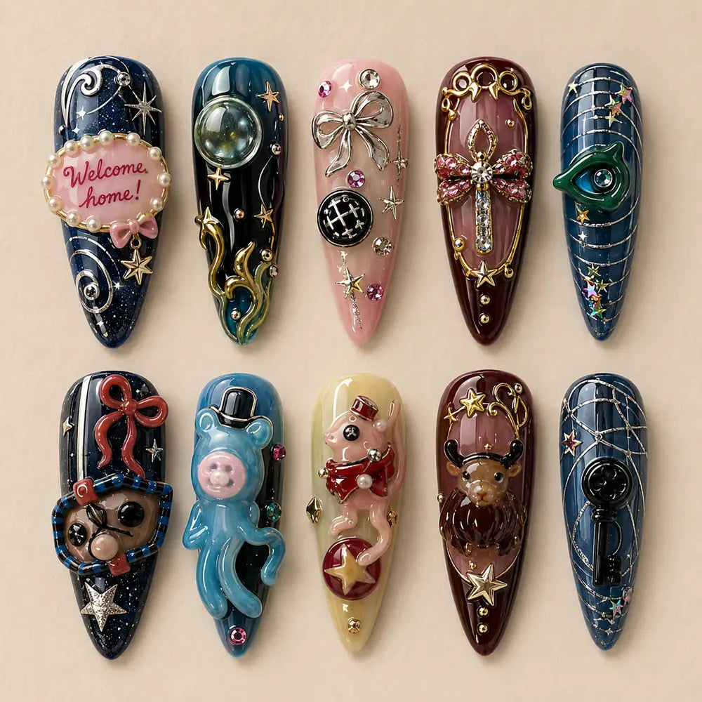 Christmas Toybox Reindeer 3D Press On Nails — image 2