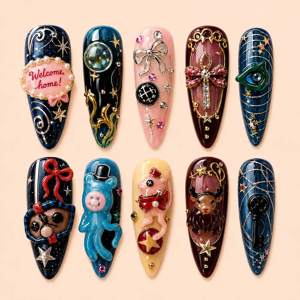 Christmas Toybox Reindeer 3D Press On Nails — image 1