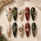 Christmas Wreath and Ornament 3D Rhinestone Press On Nails — image 2