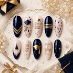 Class of 2027 Cap & Gold French Tip Press On Nails