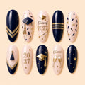 Class of 2027 Cap & Gold French Tip Press On Nails