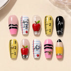 Classroom Apple and Pencil 3D Press On Nails — image 2