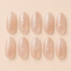 Clean Girl Bridal Rose Quartz Glitter Flakes Press On Nails